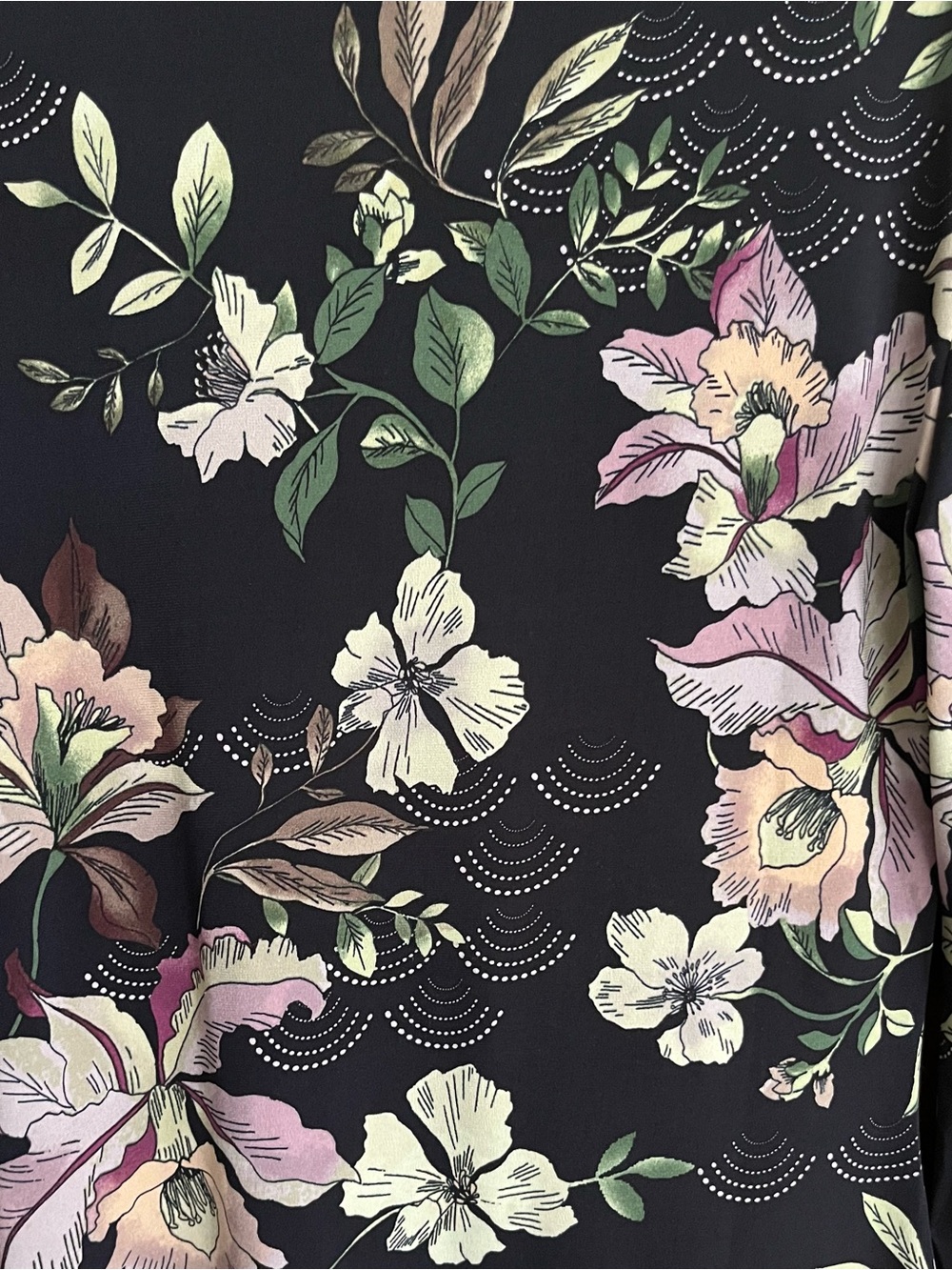 ELLEN TRACY NWOT Size Large Navy Blue Floral Long Sleeve Blouse New Condition - Picture 6 of 8